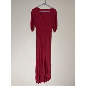 Romantic Boho Berry Wrap Style Maxi Dress‎ Long Sleeve Size Small Babydoll